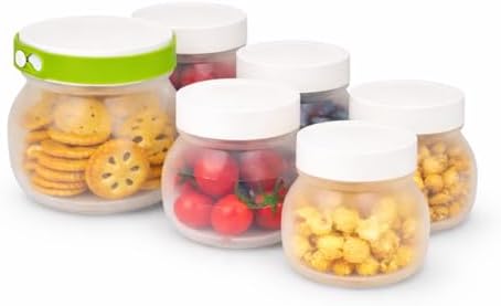 Collapsible Silicone Food Storage Jars with Airtight Lids - Vacuum Compression & Leakproof Design - 6-Piece Set - Microwave, Freezer & Dishwasher Safe - Space Saving Pantry Organization by CuLiDing