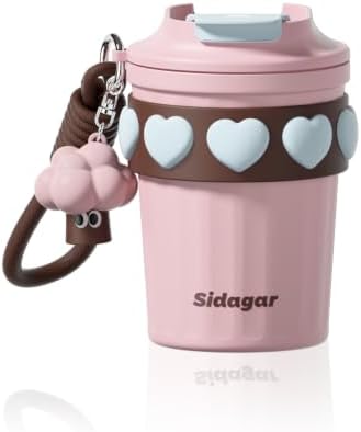12 oz Insulated Coffee Tumbler with Lid, Cute Travel Mug, Pink by Sidagar