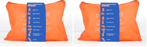 Dynarex DynaCare Daily Hygiene Kit - Travel Essentials Toiletry Bag - Includes TSA Approved Shampoo, Toothbrush Set, Body Lotion and More - Orange, 1 Kit (9-Pieces) (Pack of 2) by Dynarex