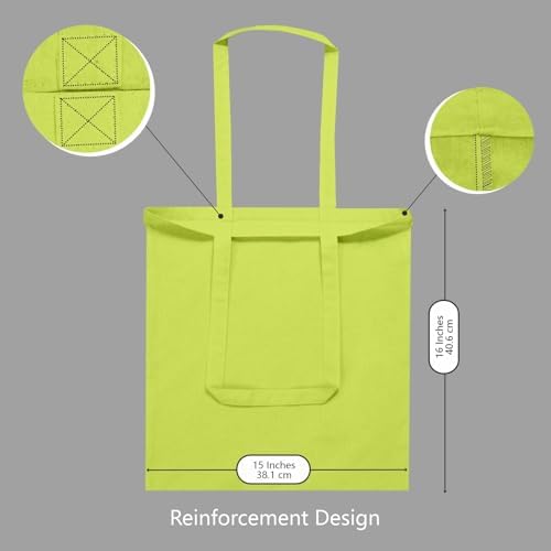 TOPDesign 12-Pack Economical 16"x15" Apple Green Cotton Tote Bag, Lightweight Medium Reusable Grocery Shopping Cloth Bags, Suitable for DIY, Advertising, Promotion, Gift, Activity - Image 4