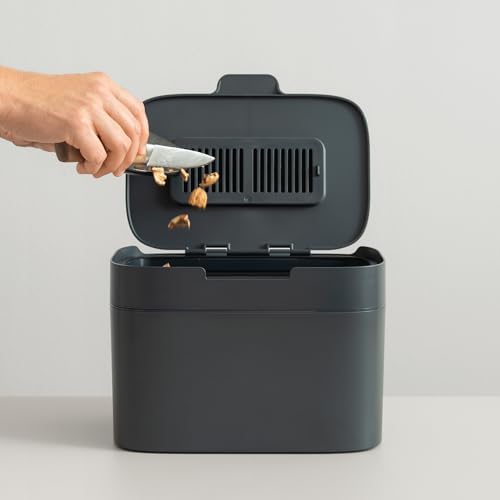 KAZAI. Compost Bin Kitchen 'Elin' | 1.2 GAL / 4.5L Countertop Compost Bin with Lid & Carbon Filter | Odor-Free, Dishwasher Safe, with Inner Bucket | Small Indoor Kitchen Composter | Graphite-Black - Image 3