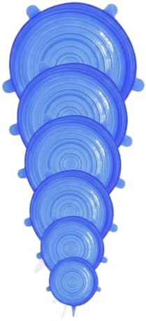 Silicone Stretch Lids, 6-Piece Reusable Bowl Covers (6, Blue) by Unknown