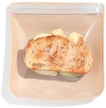 W&P Porter Silicone Reusable Storage Bag, Sandwich (34oz Flat), Oat, Food Storage Container, Microwave and Dishwasher Safe, Easy Cleaning by Unknown