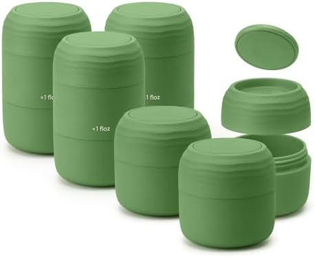 Lotour PLA Travel Toiletry Containers, Jars, Matcha Green 6 Pack 1oz & 2oz by Lotour