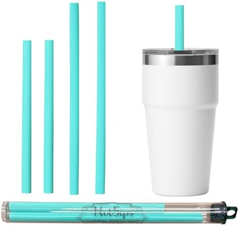 Reusable Drinking Straws + Case – Fits 8–20 oz Cups/Tumblers – Soft, BPA-Free, Food Grade, Oval (Less Pucker) – DW | MW Safe – Hot/Cold Coffee/Tea/Water/More - Made in USA, 2 Small & 2 Medium by BrilliBaby