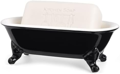 6.5" Ceramic Mini Clawfoot Bathtub Soap Dish,Bar Soap Holder,Black - Image 4