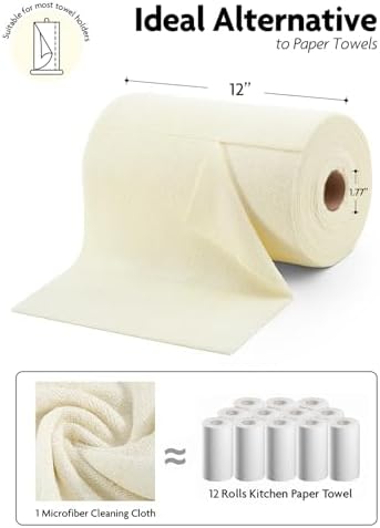 Fantasticlean Microfiber Cleaning Cloth Roll- 75 Sheets, 12" x 12" (Beige) - Image 6
