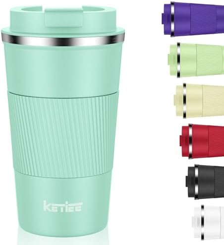 KETIEE 12oz Coffee Mug: Vacuum Insulated Coffee Cup with Leakproof Lid, Travel Coffee Mug Stainless Steel Double Walled Reusable Coffee Cup for Hot and Cold Water Coffee by KETIEE