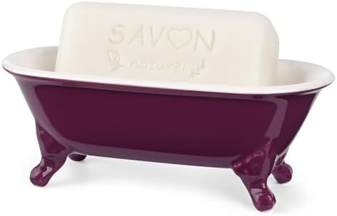 6.5" Mini Clawfoot Bathtub Soap Dish,Bar Soap Holder,Burgundy - Image 2