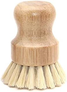 Natural Sisal Dish Washing Brush Bamboo Round Scrub Brush Pots Pans Vegetables Household Cleaning Brush… (Sisal) by BIEAEIA