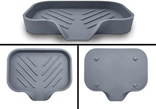 2 Pcs Grey Silicone Self Draining Rectangular Soap Dishes - Waterfall Soap Trays - Soap Dishes for Bar Soap - Soap Boxes - Soap Case - Soap Container - Soap Pads - Kitchen Sink - Shower - Bathroom - Image 2