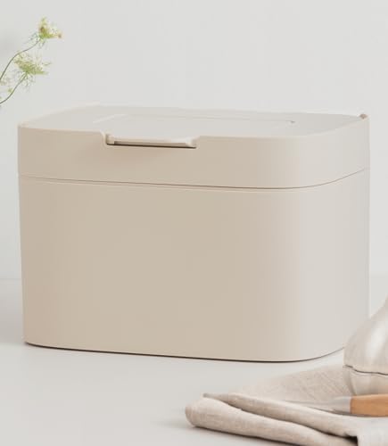 KAZAI. Compost Bin Kitchen 'Elin' | 1.2 GAL / 4.5L Countertop Compost Bin with Lid & Carbon Filter | Odor-Free, Dishwasher Safe, with Inner Bucket | Small Indoor Kitchen Composter | Taupe by KAZAI