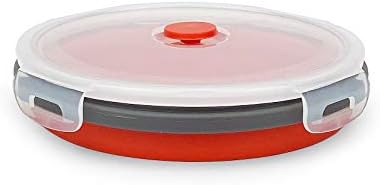 CARTINTS 1200ml Large Collapsible Meal Prep Containers, Reusable Silicone Food Storage Containers, Stackable Fridge Storage Containers, With Leakproof Lids, Microwave and Freezer Safe, Red - Image 3