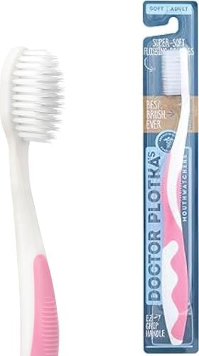 MOUTHWATCHERS Soft Manual Toothbrush, Adults, Flossing Bristles, Rose by Mouthwatchers
