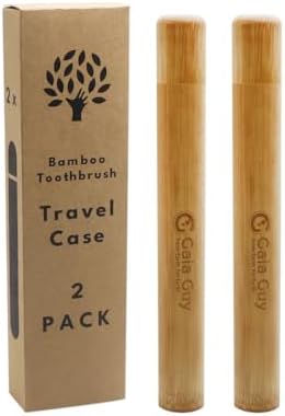 Gaia Guy Bamboo Toothbrush Travel Case 2 Pack - Portable Bamboo Toothbrush Holder Great for Plastic-Free Travel, Camping and Zero Waste Living by GaiaGuy
