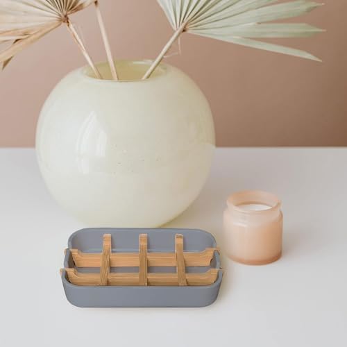 Aoheuo Modern Bamboo Fiber soap Holder and soap Dish Combination (Removable),5.12 Long by 3 Wide, 0.98 inches high, Used in Kitchens, bathrooms, and bar Sinks (Gray(2 Pack)) - Image 3