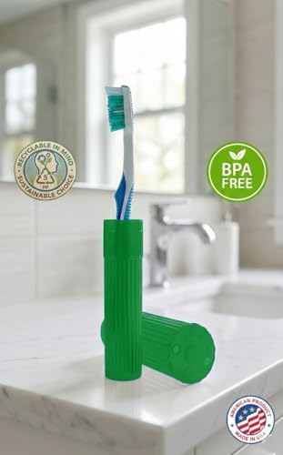 American Comb Toothbrush Holder (Green) - Made in USA, with Ventilation Holes, for Toothbrush Covers, Toothbrush Holder, Toothbrush Soft, Durable Design, Hygienic Bathroom Accessory - Image 4