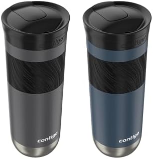 Contigo Byron 2.0 Stainless Steel Travel Mug with SNAPSEAL Lid and Grip, 20 oz, 2-Pack, Sake; Blueberry by Unknown