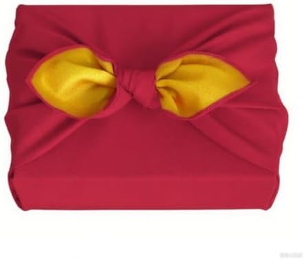 Furoshiki Japanese Wrapping Cloth Eco Gift Wrap Paper Reversible Eco-bag Christmas birthday Gift Wrapping Bento Lunch Cake Wine Bottle Box Kimono Cover (Bright Red and Yellow, 27.6 x 27.6 inches) by Unknown