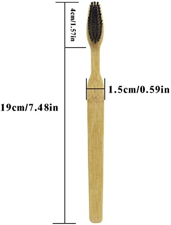 Extra Hard & Firm Bamboo Charcoal Toothbrush Long Head with Wide Thickened Handle Whitening Teeth Pack of 12 - Image 3