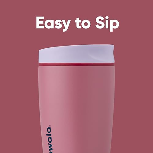 Owala SmoothSip Slider Insulated Stainless Steel Coffee Tumbler, Reusable Iced Coffee Cup, Hot Coffee Travel Mug, BPA Free 12 oz, Crochet Queen - Image 2