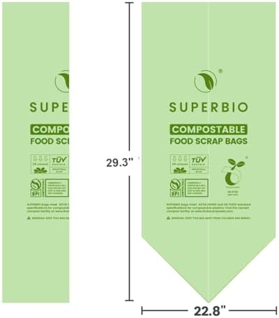SUPERBIO 13 Gallon Flat Top Compostable Food Waste Bags, 50 Count, 2 Pack - Image 7