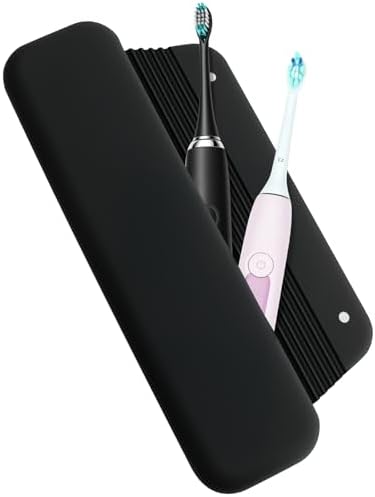 Silicone Electric Toothbrush Travel Case, Portable Protective Cover Compatible with Philips Sonicare, Oral-B, Aquasonic, Suri, Burst - Black by NECANCE