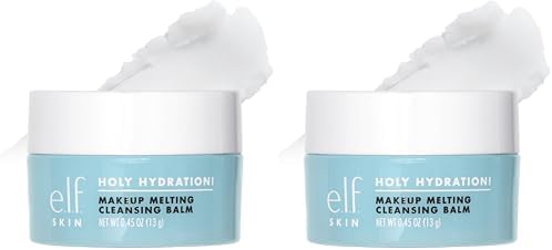 e.l.f. SKIN Mini Holy Hydration! Makeup Melting Cleansing Balm,Face Cleanser & Makeup Remover,Infused with Hyaluronic Acid to Hydrate Skin,0.45 Oz,(Pack of 2) by elf