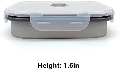 CARTINTS Large 1200ml Collapsible Bowls with Lids, Silicone Food Storage Containers, Space-Saving Meal Prep Containers For Kitchen and Outdoors Camping, Set of 3, Grey - Image 5