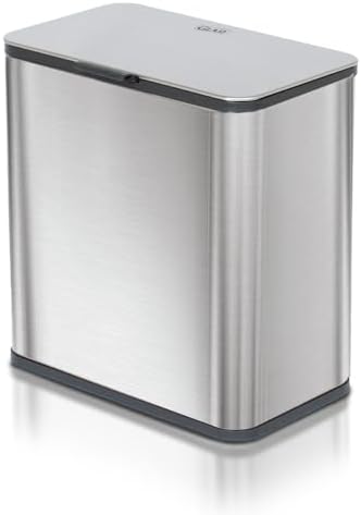Glad Roomate Under Counter Trash Can - Space Saving Stainless Steel Waste Bin with Dual Lid and Clorox Protection - Small Trash Can for Kitchen Cabinet, Under Sink, or Bathroom, 1.5 Gallon (6L) by GladTrashFoodStorage