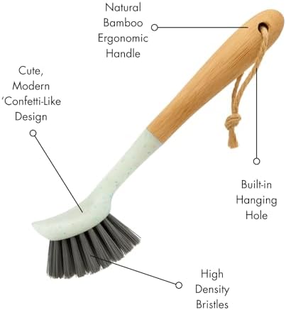 Beille 1pc Dish Brush with 9 Inch Bamboo Handle Household Essentials Cleaning Supplies - Image 3