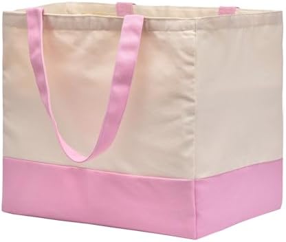 Canvas Reusable Grocery Bags Heavy Duty, 8.3 gal Foldable Large Tote Bag with Handles, Holds 60 lbs Canvas Shopping Bags, 1 Pack by CNaiyunpin