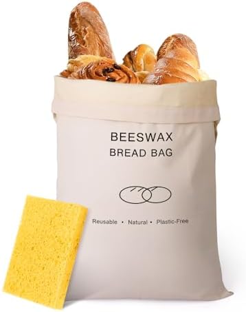 Beeswax Bread Bag for Sourdough Homemade Bread Bags, Reusable Food Storage by EASYSLWC