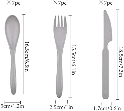 Zoyiancy 21Pcs Wheat Straw Cutlery Set, Grey Reusable Utensil Set - Image 2