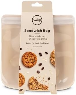 W&P Porter Silicone Reusable Storage Bag, Sandwich (34oz Flat), Oat, Food Storage Container, Microwave and Dishwasher Safe, Easy Cleaning - Image 3