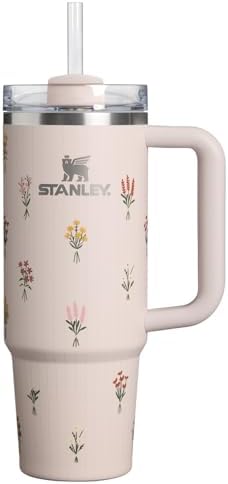 STANLEY Quencher H2.0 Flow State Tumbler, 30 oz, Rose Quartz Bouquets by Unknown