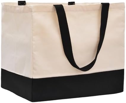 Extra Large Canvas Tote Bag with Pockets, Reusable Grocery Bags Heavy Duty by CNaiyunpin