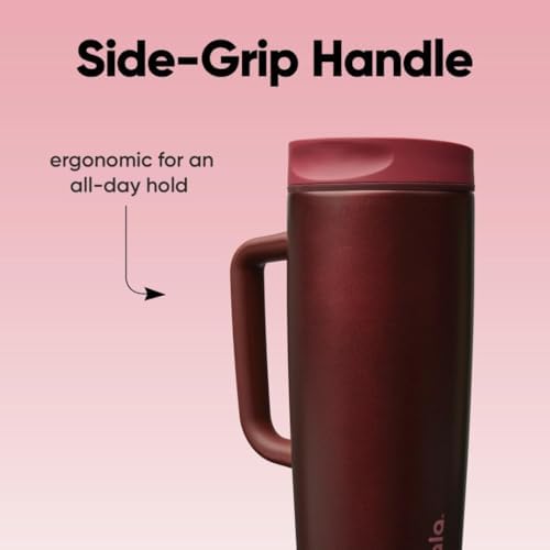 Owala SmoothSip Slider Stainless Steel Insulated Travel Mug with Handle, 100% Leak Proof, For Hot and Cold Drinks, Travel Friendly with Sliding Lock Lid, BPA Free, 24 oz, Black Cherry - Image 6