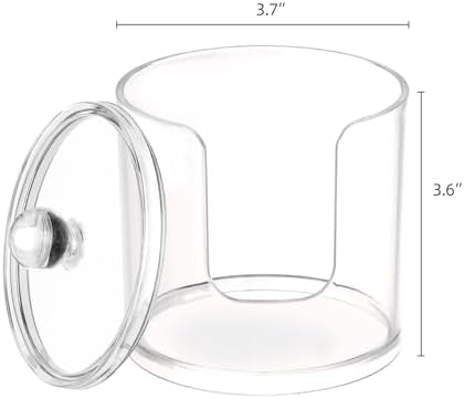 Tbestmax Plastic Cotton Round Holder and Dispenser, Clear Cotton Pads Storage Bathroom Canister Vanity Makeup Organizer - Image 2