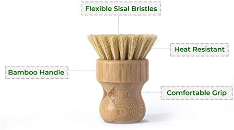ECOLULU Bamboo Dish Brush Set & Wood Bottle Brush for Wide Mouth Bottles, Cups and Jars, (4 units total), Wooden Dish Brush, Biodegradable, Eco Friendly Products - Image 4