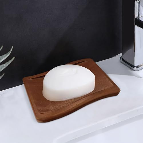 Aoheuo Soap Holder,Soap Dish for Shower, Walnut, 5.3 inches Long, 3.5 inches Wide, 0.6 inches High, for Kitchen, Bathroom, and Bar Sinks - Image 4