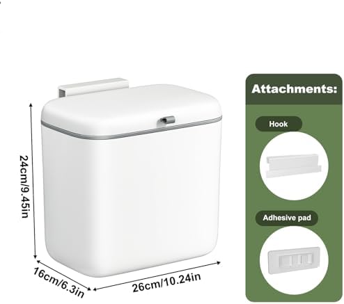 CTIME Compost Bin Kitchen 1.8 Gallon, Hanging Small Trash Can - Image 3
