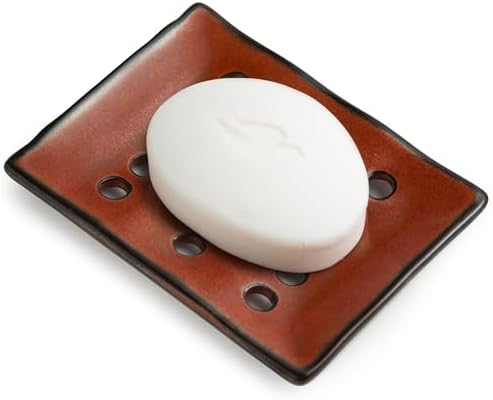 Bar Soap Holder Shower, Ceramic Bathroom Soap Dish with Drainage by Cormomu