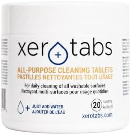 All Purpose Cleaning Tablets - Concentrated Multi Surface Cleaner - Ecocert Certified - Non Toxic, Biodegradable & Septic Friendly - Fragrance Free Formula - 20 x 5g Tablets by Xerotabs