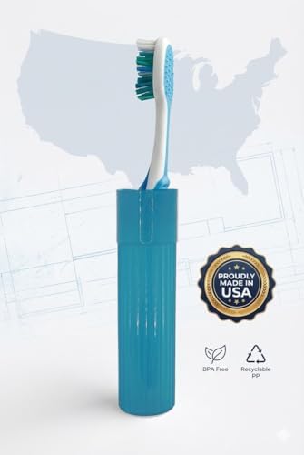 American Comb Toothbrush Holder - Blue, Made in USA, with Ventilation Holes, for Toothbrush Covers, Toothbrush Holder, Toothbrush Soft, Durable Design, Hygienic Bathroom Accessory - Image 6