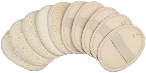 10-Pack Exfoliating Loofah Sponge Pads - Natural Luffa & Terry Cloth, Body Scrubbers for Shower & Bath Mooerca 1 by Mooerca