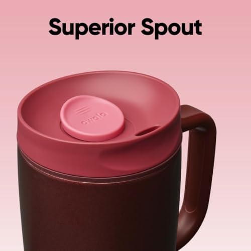 Owala SmoothSip Slider Stainless Steel Insulated Travel Mug with Handle, 100% Leak Proof, For Hot and Cold Drinks, Travel Friendly with Sliding Lock Lid, 12oz, BPA Free, Leak Proof, Black Cherry - Image 4