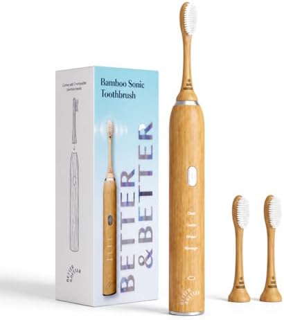 Better & Better Bamboo Sonic Electric Toothbrush | 37,000 VPM | Plant-Based Bristles, No Microplastics | 4 Modes, 2-Min Timer | Rechargeable | Soft, Eco-Friendly | Safe for Braces & Sensitive Gums by BETTERBETTER