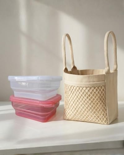 BYOB Collapsible Silicone Food Containers with Attached Lids and Tote Bag – Reusable To-Go & Leftover Containers, Platinum Silicone, Leak-Resistant – 2 Pack (White/Pink) by BYOB