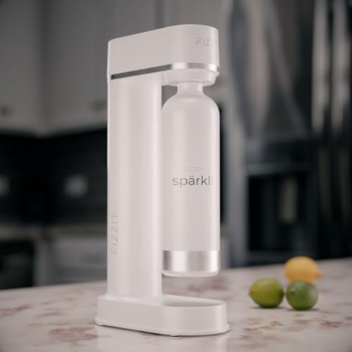 White Stainless Steel Sparkling Water Maker Soda Maker with CO2 Cylinder & 1L Reusable Bottle - Image 6